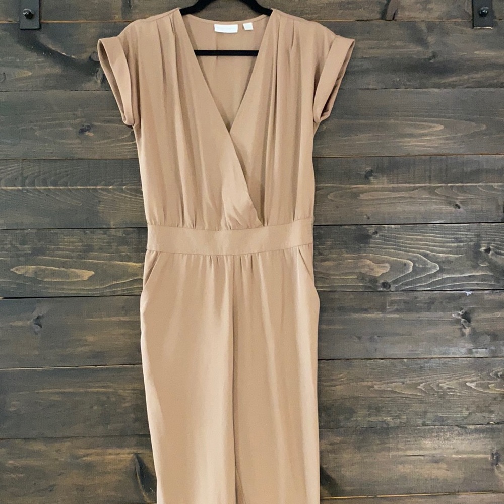 Beige Short Sleeve Jumpsuit